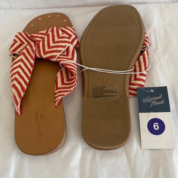 Women's Louise Chevron Print Knotted Slide Sandals Universal Thread Red Size 6 - Picture 3 of 4